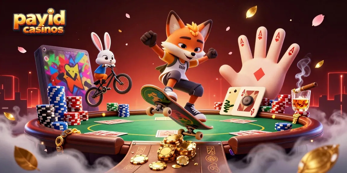 Engaging scene of payid casinos with a fox and rabbit showcasing casino action.